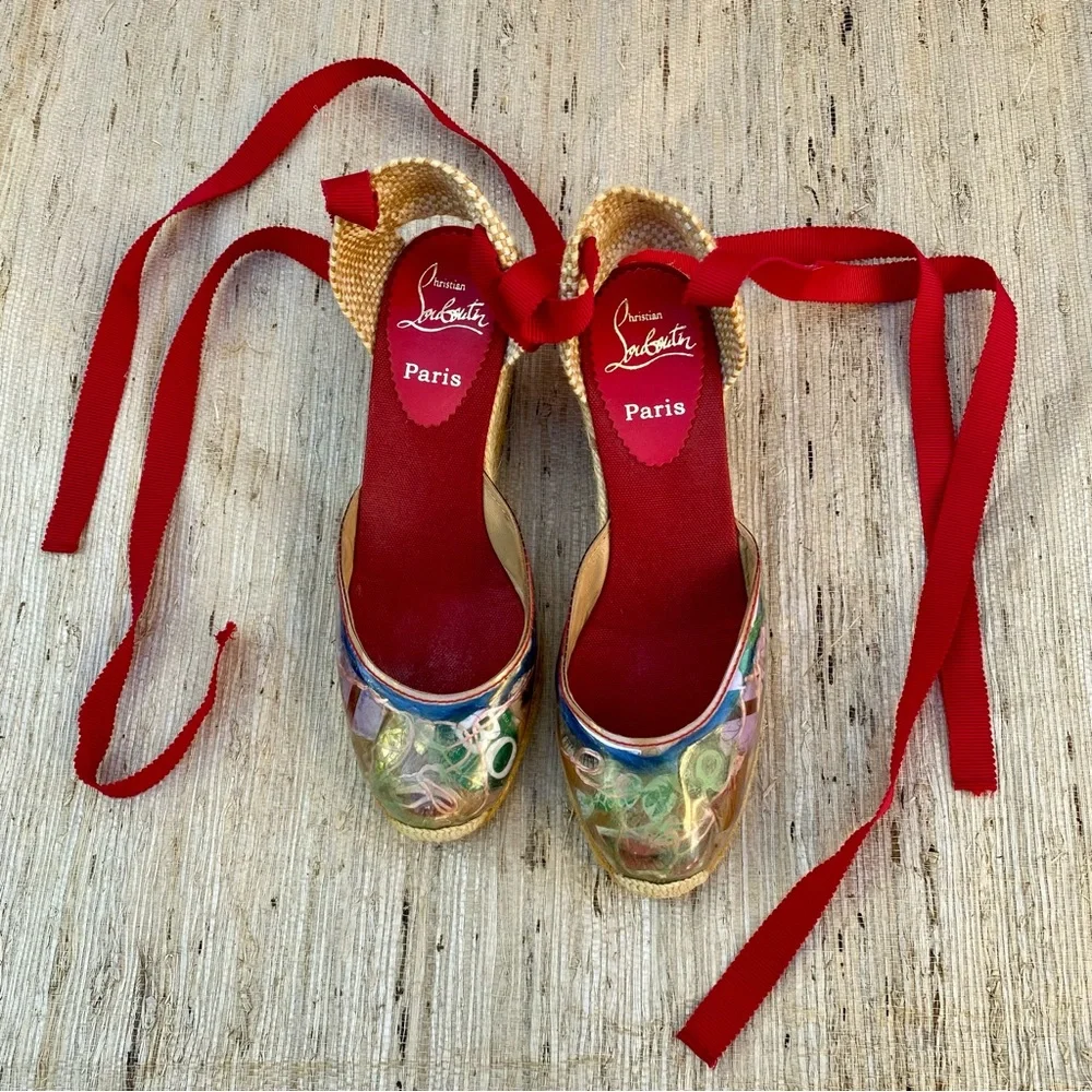 Christian Louboutin “Trash” Wedge Espadrilles Sandal